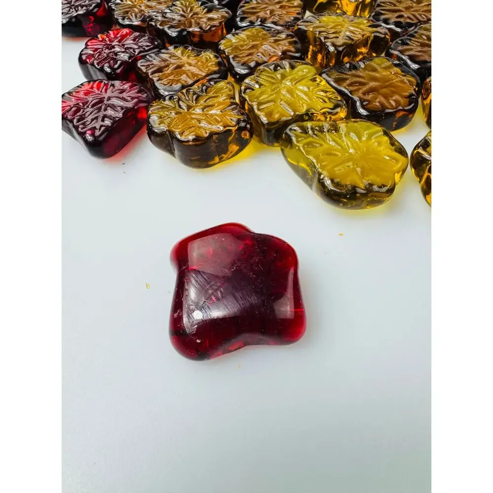 Assortment of 40 Glass Red and Amber Leaves Home Decor - Picture 3 of 6